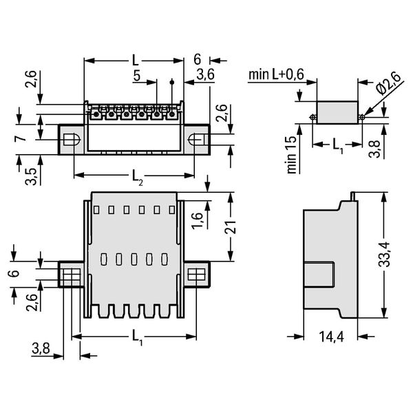 Panel feedthrough male connector clamping collar 3-pole light gray image 2