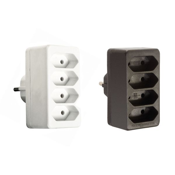 Euro-adapters, 4 way socket outlet black with children protection with label image 1