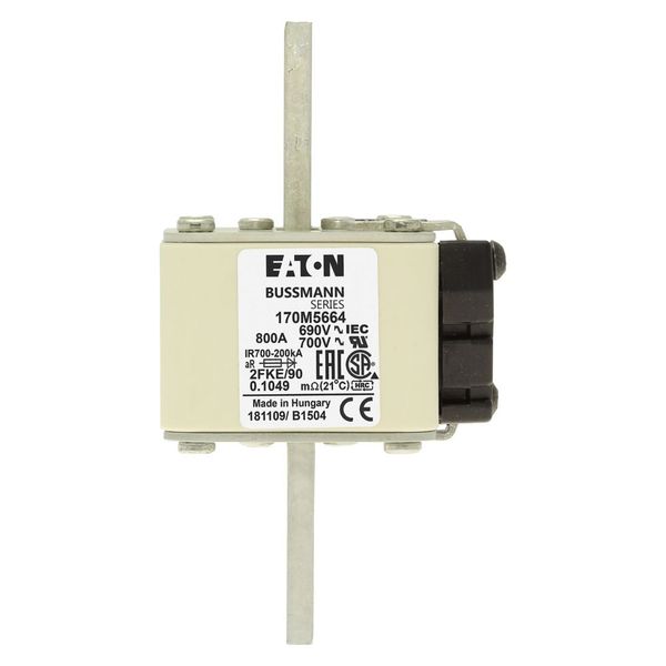 Fuse-link, high speed, 800 A, AC 690 V, size 2, 61 x 77 x 135 mm, aR, IEC, UL, type K indicator, 90 mm centres image 6