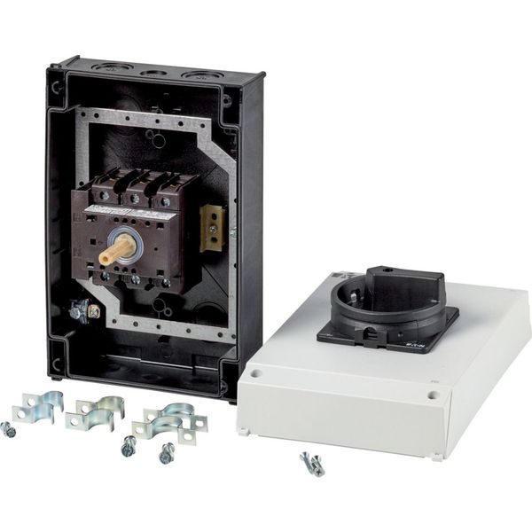Main switch, P3, 63 A, surface mounting, 3 pole, 1 N/O, 1 N/C, STOP function, With black rotary handle and locking ring, Lockable in the 0 (Off) posit image 3