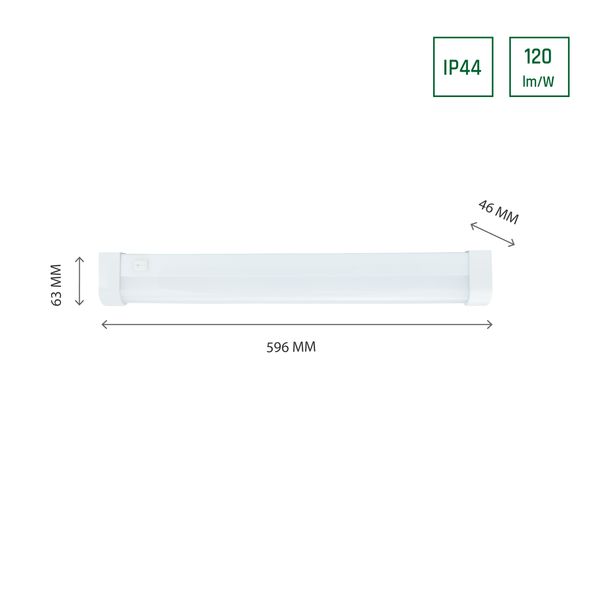 AQUATICA 15W CW 230V 150st IP44 596x46x63 WHITE round ends, switch image 7