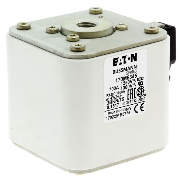 Fuse-link, high speed, 700 A, AC 1250 V, size 3, 76 x 92 x 76 mm, aR, IEC, UL, type K indicator, flush end, M12 image 19