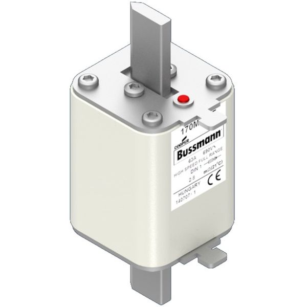 Fuse-link, high speed, 63 A, AC 690 V, DIN 1, 52 x 66 x 135 mm, gR, DIN, IEC, single indicator image 4