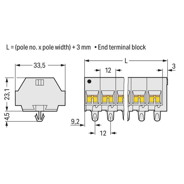 4-conductor terminal strip without push-buttons suitable for Ex e II a image 1