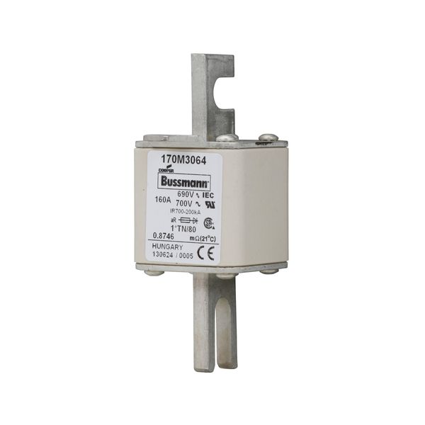 Fuse-link, high speed, 160 A, AC 690 V, compact DIN 1, 45 x 58 x 104 mm, aR, DIN, IEC, single indicator image 14