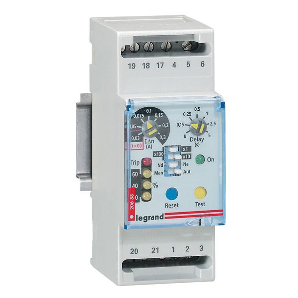 Residual current relay - to clip on rail - 2 modules image 1