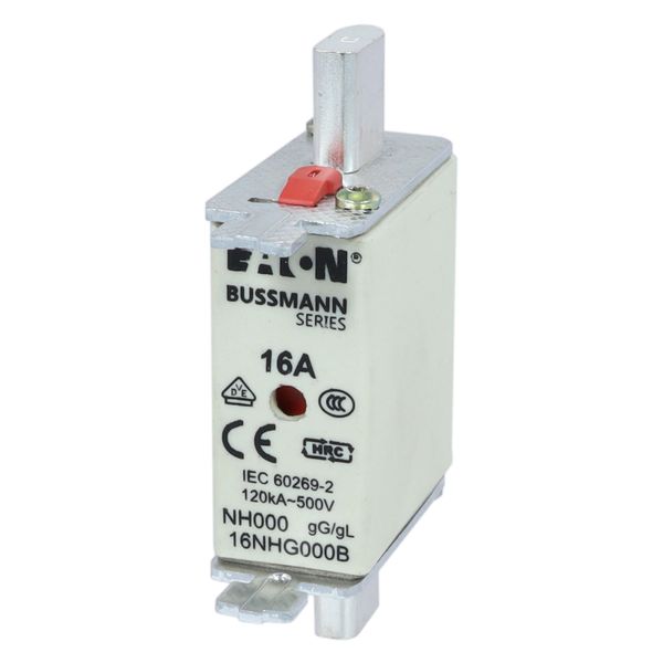 Fuse-link, LV, 16 A, AC 500 V, NH000, gL/gG, IEC, dual indicator, live gripping lugs image 8