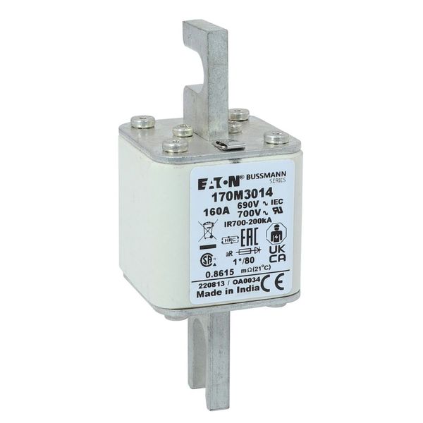 Fuse-link, high speed, 160 A, AC 690 V, compact DIN 1, 45 x 45 x 104 mm, aR, DIN, IEC, single indicator image 22