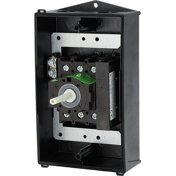 Main switch, P1, 32 A, surface mounting, 3 pole, 1 N/O, 1 N/C, STOP function, With black rotary handle and locking ring, Lockable in the 0 (Off) posit image 52