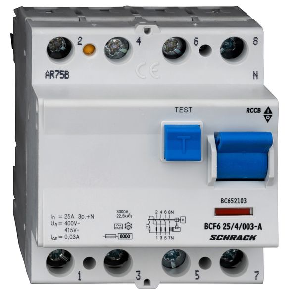 Residual current circuit breaker 25A, 4-p, 30mA,type A,6kA image 4