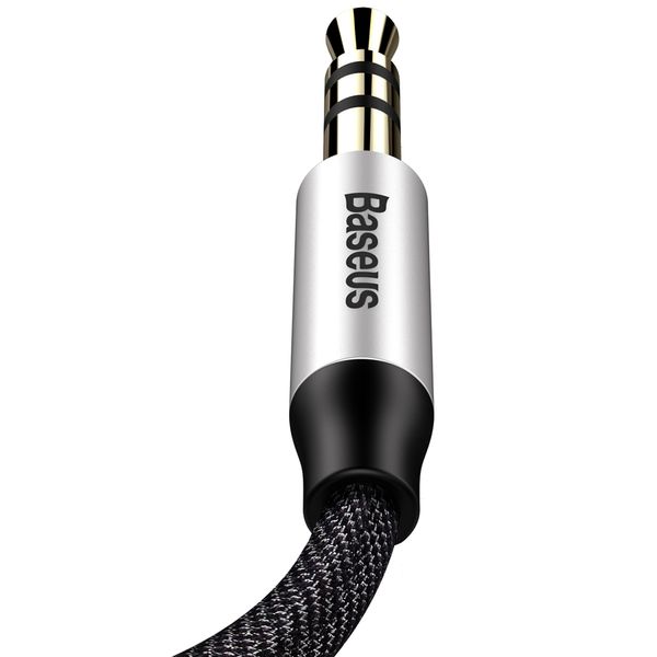 Cable AUX 3.5mm-3.5mm stereo audio, 1.0m silver / black BASEUS image 3