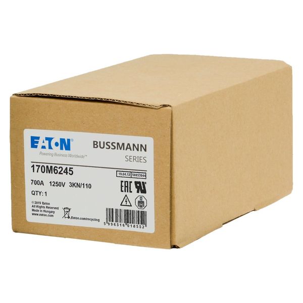 Fuse-link, high speed, 700 A, AC 1250 V, size 3, 76 x 92 x 139 mm, aR, DIN, IEC, single indicator image 13