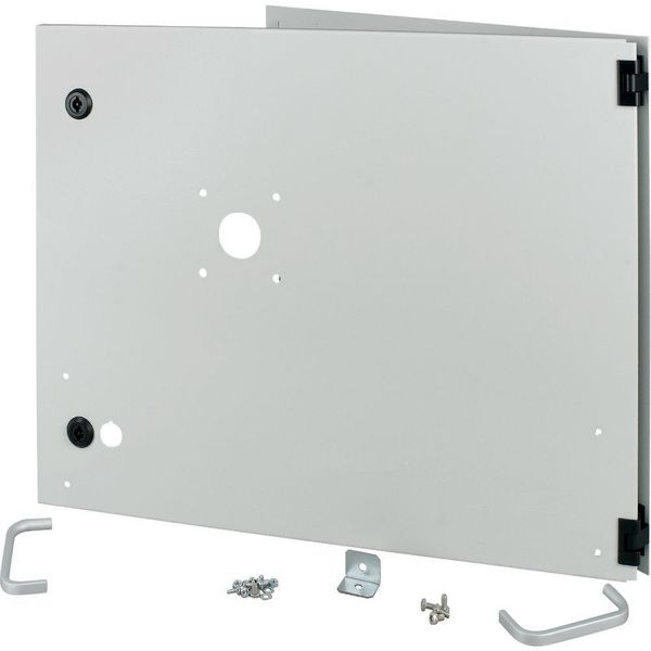 Opening metal front plate for drawer, NZM, ventilated, H=450mm, IP31, grey image 3