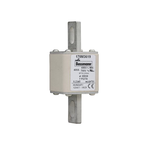 Fuse-link, high speed, 400 A, AC 690 V, compact size 1, 45 x 45 x 110 mm, aR, IEC, UL image 4