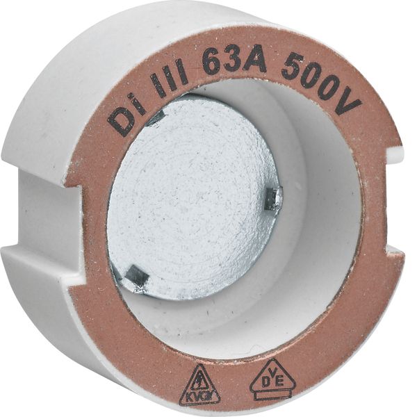 Push-in gauge screw DIII E33 500V ceramic 63A according DIN 49516 image 1