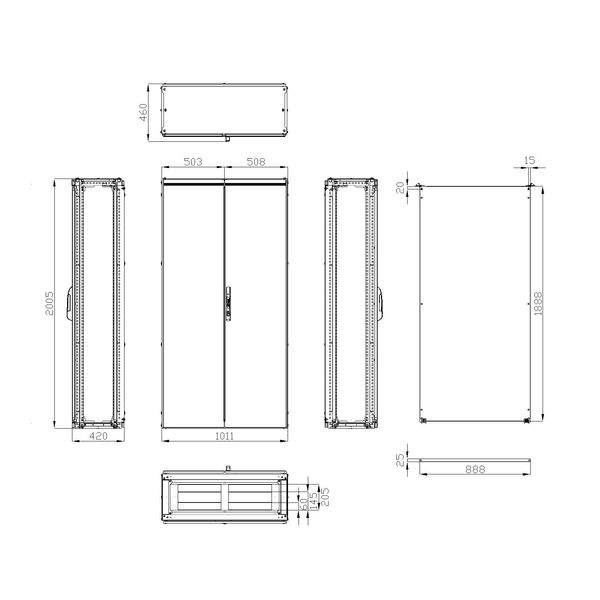 Modular enclosure 2 door IP54 H=2000 W=1000 D=400 mm image 7