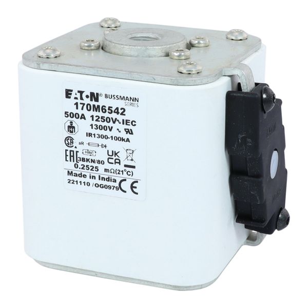 Fuse-link, high speed, 500 A, AC 1250 V, size 3, 76 x 92 x 83 mm, aR, IEC, UL, single indicator image 20