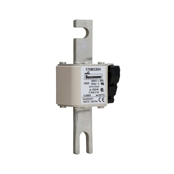 Fuse-link, high speed, 160 A, AC 690 V, compact DIN 1, 45 x 58 x 134 mm, aR, DIN, IEC, type K indicator, 110 mm centres image 7