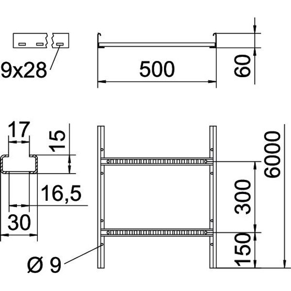 LCIS 650 6 A2 Cable ladder perforated rung, welded 60x500x6000 image 2