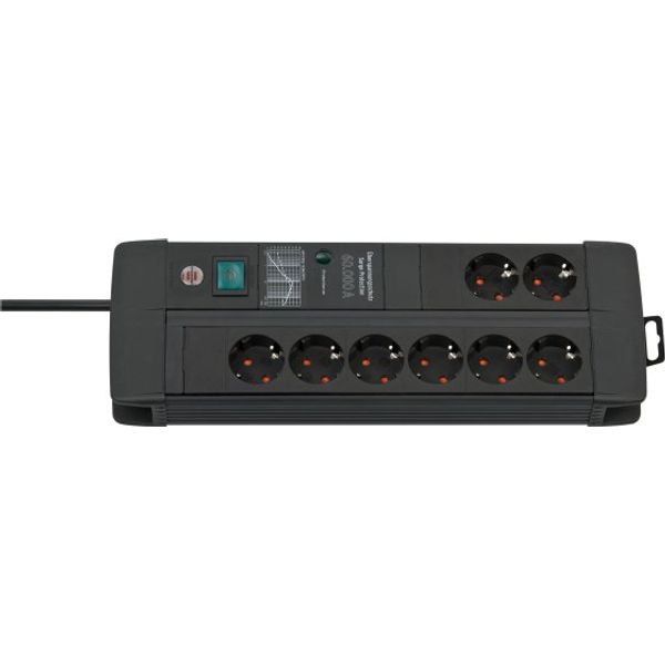 Premium-Line 60.000A extension lead with surge protection 8-way Duo black 3m H05VV-F 3G1.5 image 1