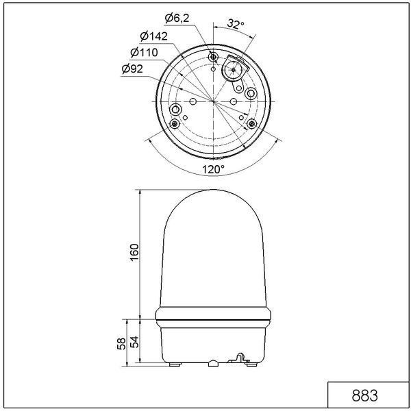 Rotating Mirror Beacon LED 24VAC/DC YE image 3