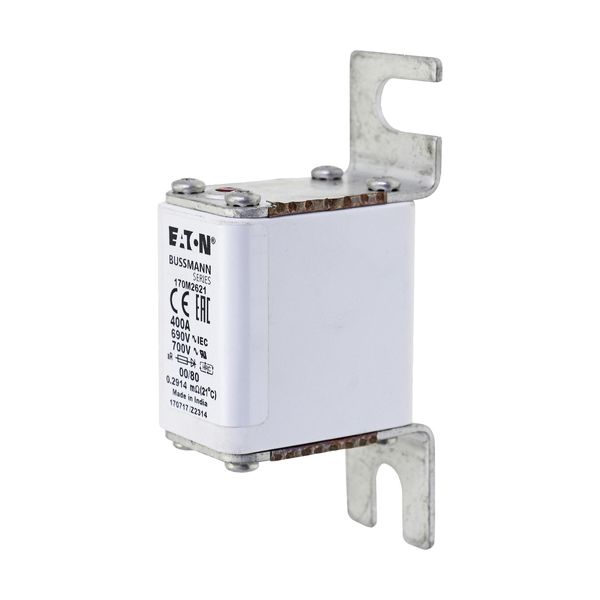 Fuse-link, high speed, 400 A, AC 690 V, DIN 00, 30 x 51 x 100 mm, aR, DIN, IEC, single indicator image 11