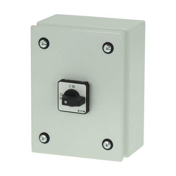 On-Off switch, P1, 40 A, 3 pole + N, surface mounting, with black thumb grip and front plate, in steel enclosure image 6