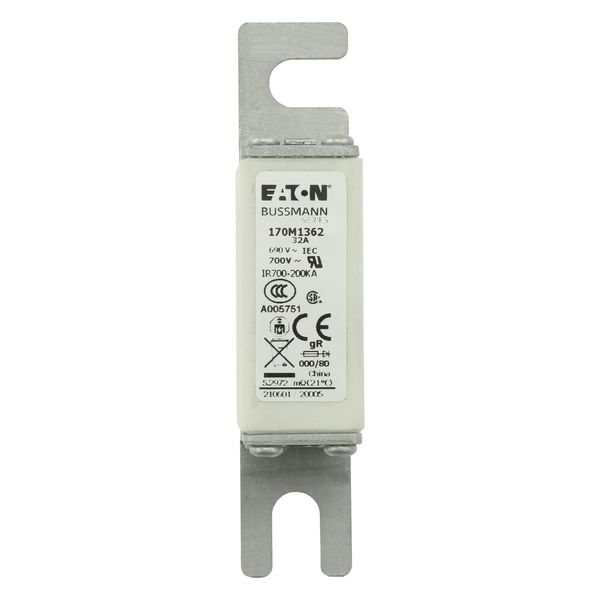 Fuse-link, high speed, 32 A, AC 690 V, DIN 000, 21 x 40 x 100 mm, gR, DIN, IEC, single indicator image 10