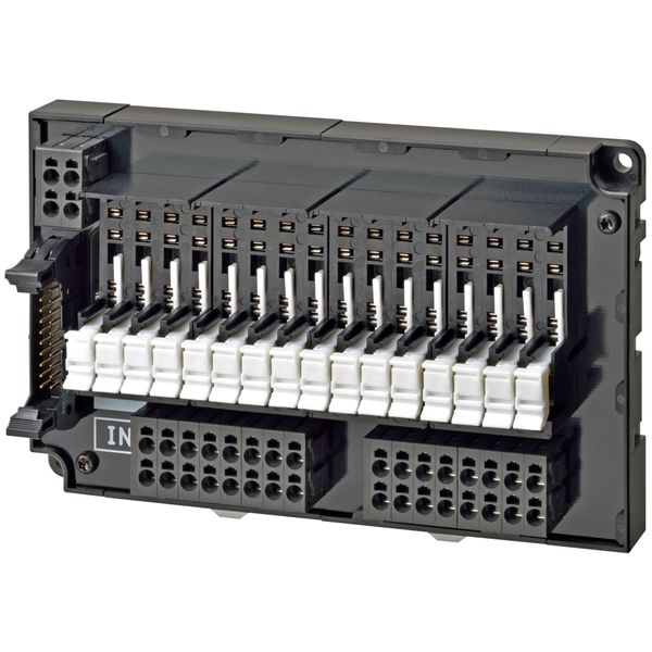 Relay input block base, 16 points (requires G2V/3RV relays), NPN(- com image 1