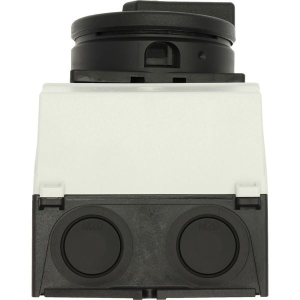 Main switch, T0, 20 A, surface mounting, 1 contact unit(s), 2 pole, STOP function, With black rotary handle and locking ring, Lockable in the 0 (Off) image 25