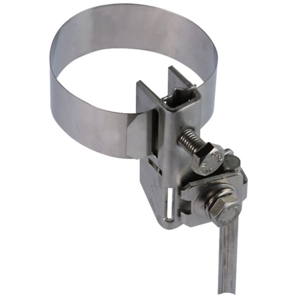 Antenna pipe clamp D 16-168mm StSt w. connection f. Rd 6-8/10 or 4-50m image 1