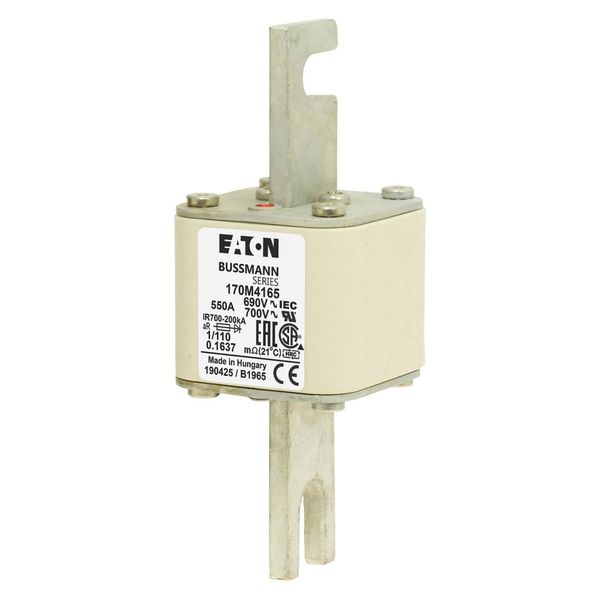 Fuse-link, high speed, 550 A, AC 690 V, DIN 1, 53 x 66 x 138 mm, aR, DIN, IEC, single indicator image 5