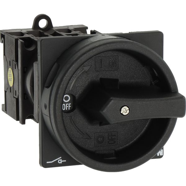 Main switch, T0, 20 A, rear mounting, 2 contact unit(s), 3 pole + N, STOP function, With black rotary handle and locking ring, Lockable in the 0 (Off) image 21