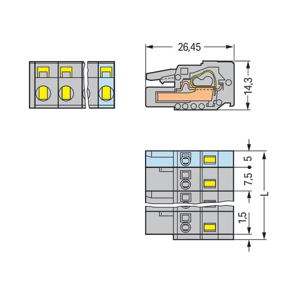 1-conductor female connector CAGE CLAMP® 2.5 mm² gray image 5