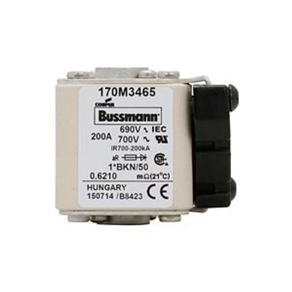 Fuse-link, high speed, 200 A, AC 690 V, compact size 1, aR, IEC, UL, single indicator image 5