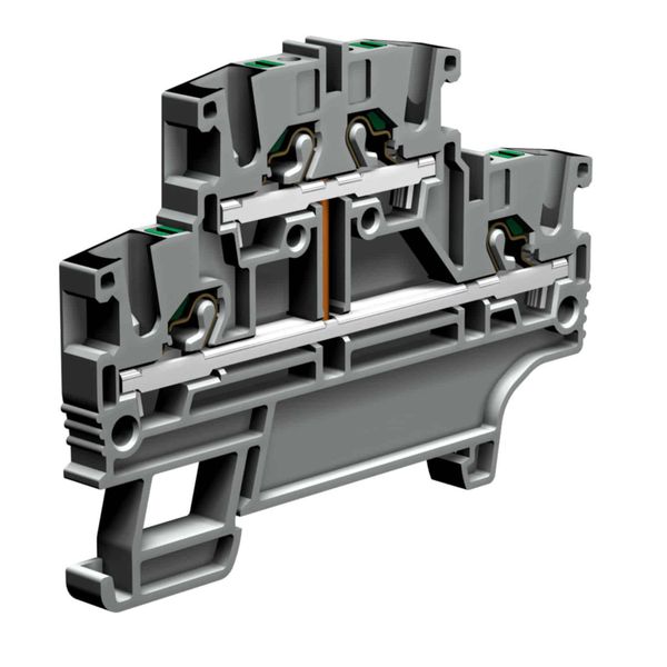 Push-in terminal block 2.5mm2, 2-levels interconnected, grey color image 1