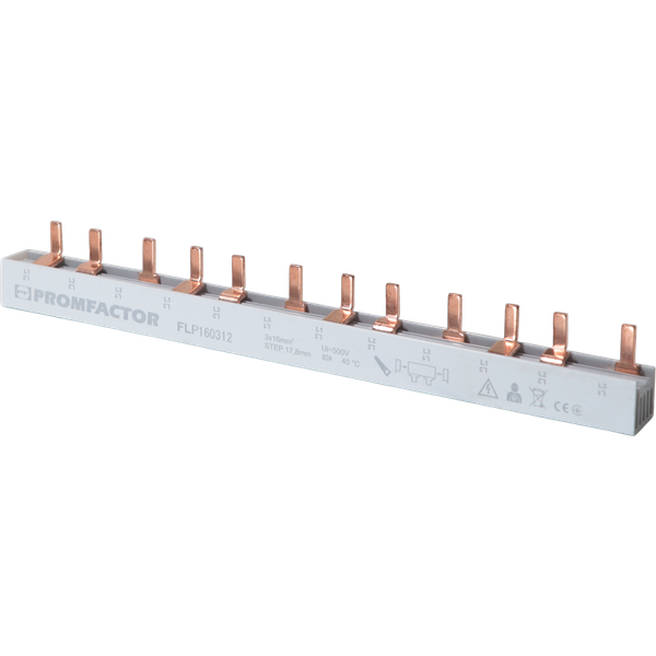 Busbar FLР 10мм2 63А 3P 12 modules PIN type image 1