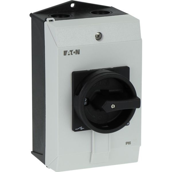 Main switch, P1, 40 A, surface mounting, 3 pole, STOP function, With black rotary handle and locking ring, Lockable in the 0 (Off) position, hard knoc image 2