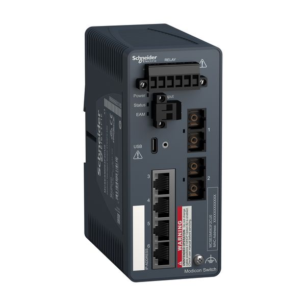 Modicon Managed Switch - 4 ports for copper + 2 ports for fiber optic multimode image 1