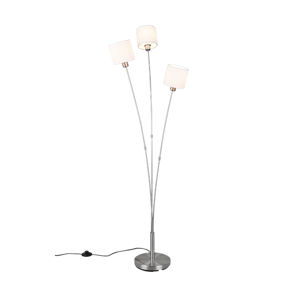 Tommy floor lamp 3-pc E14 brushed steel/white image 1