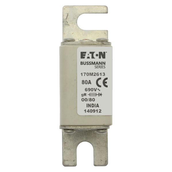 Fuse-link, high speed, 80 A, AC 690 V, DIN 00, 30 x 51 x 100 mm, gR, DIN, IEC, single indicator image 9