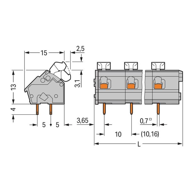 PCB terminal block push-button 2.5 mm² gray image 3