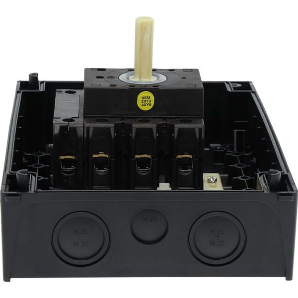 Main switch, P3, 63 A, surface mounting, 3 pole + N, Emergency switching off function, With red rotary handle and yellow locking ring, Lockable in the image 7