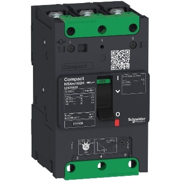 circuit breaker ComPact NSXm F (36 kA at 415 VAC), 3P 3d, 25 A rating TMD trip unit, compression lugs and busbar connectors image 2