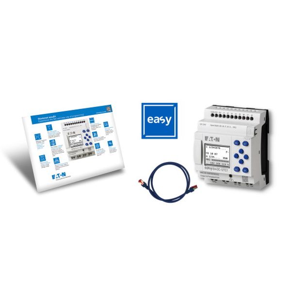 Starter package consisting of EASY-E4-DC-12TC1, patch cable and software license for easySoft image 1