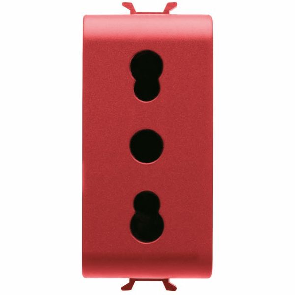 ITALIAN STANDARD SOCKET-OUTLET 250V ac - FOR DEDICATED LINES - 2P+E 16A DUAL AMPERAGE - P11-P17 - 1 MODULE - RED - CHORUSMART image 2