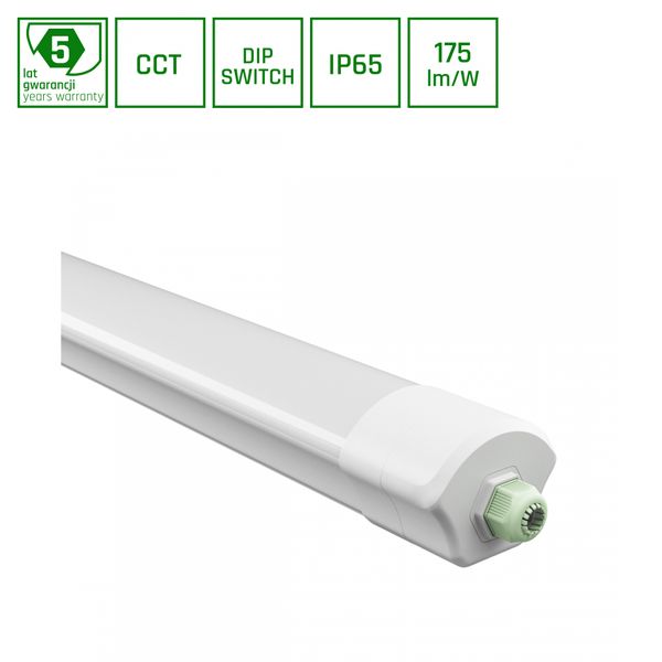 LIMEA VARIO HERMETIC 1500mm 30/40/50W CCT 230V 120deg IP65 IK08  WHITE 5 years warranty image 1