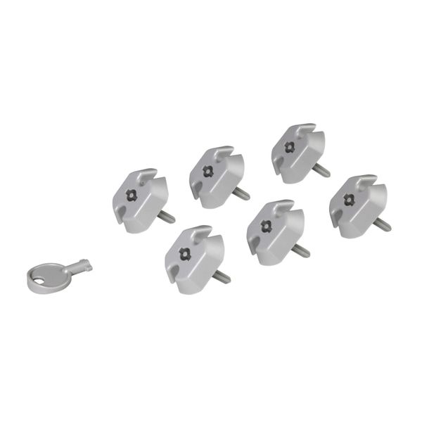 Set of 6 locking caps for french/german standard outlet + 1 key for PDU image 2