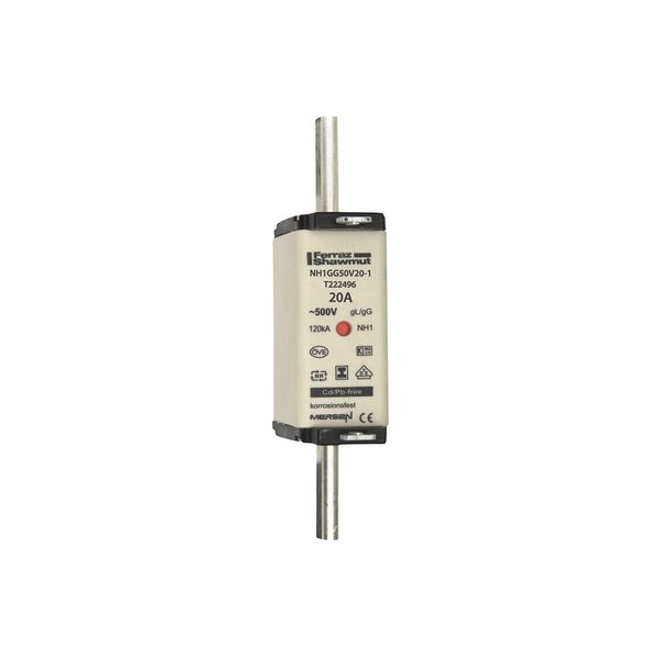 Fuse-link NH1 gG 500VAC 20A isolated tags Double indicator image 1