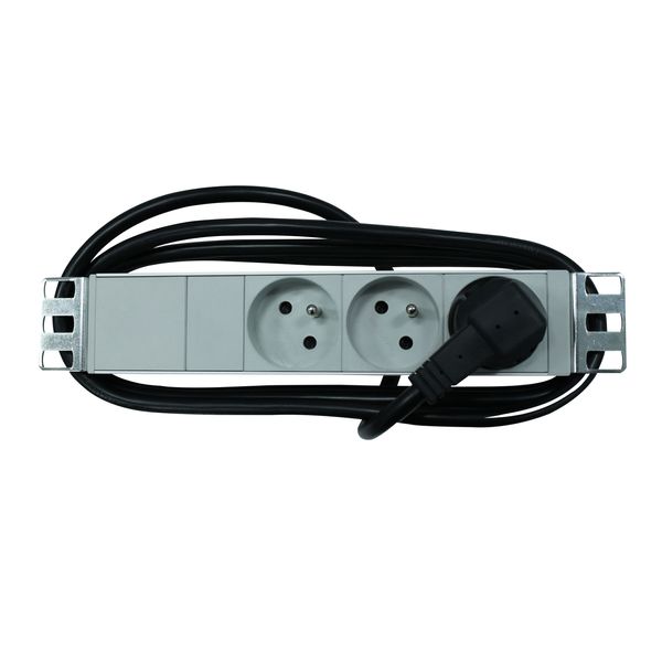 10" PDU, 3x UTE, Profile ALU 1U, 2m-cable, RAL7035 image 1